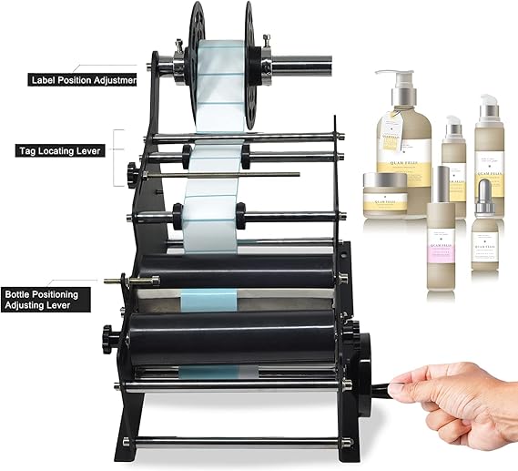 آلة وسم مستديرة شبه آلية يدوية، أداة توزيع ملصقات الزجاجة لنسخة مطورة من الزجاجات المستديرة